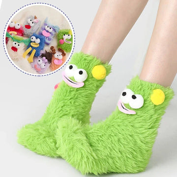 Women's Winter Socks - Warm Medium Tube Kawaii Cartoon Fluffy Stockings for Men & Women